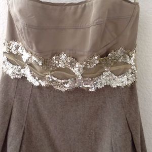 Sequined and Embellished wool satin dress